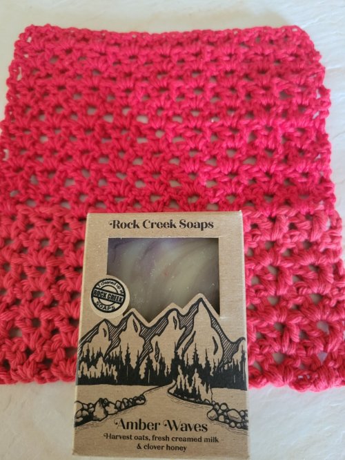 Pink Wash Cloth &amp; Rock Creek Soaps