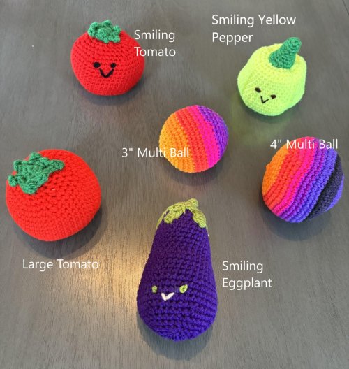 Crochet Pet Toy - Smiling Tomato