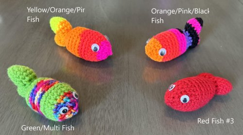 Crochet Pet Toy - Orange/Pink/Black Fish