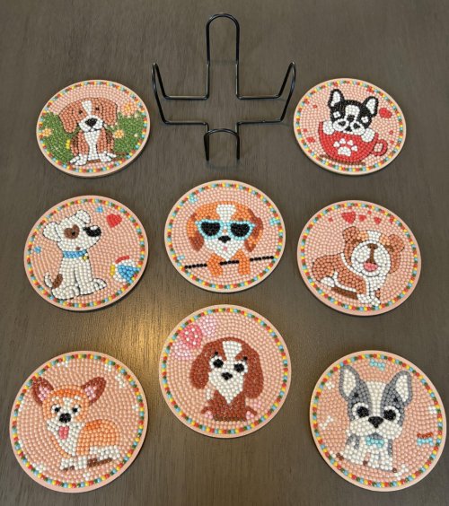 Set of Dog Coasters with light pink background (1 of 2)