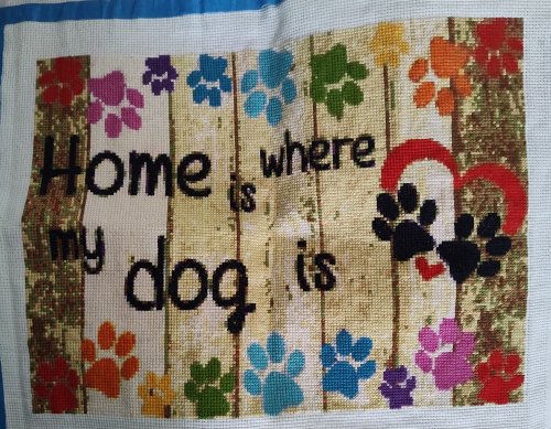 Cross Stitch &quot;Home is where my Dog is&quot;