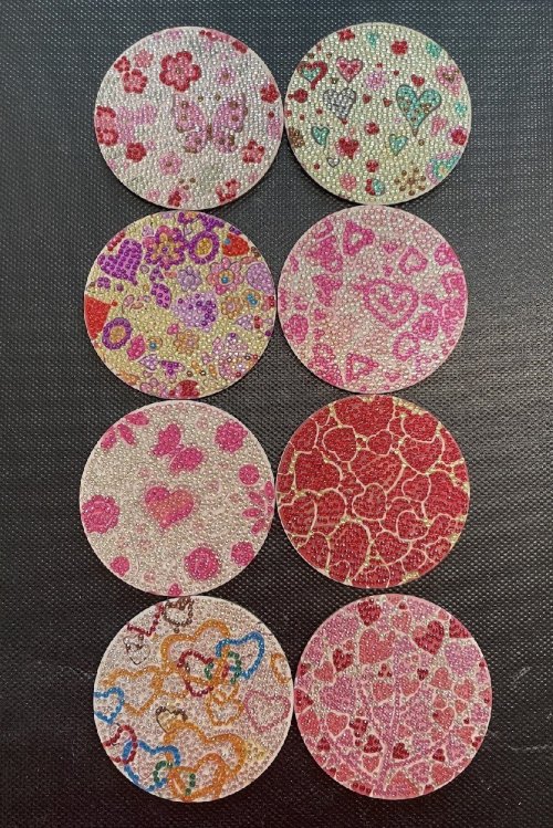 Diamond Art: Heart Coasters, Set of 8